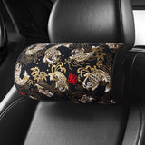 BRAND NEW 1PCS JDM SAKURA Black Koi Fish Fabric Soft Cotton Car Neck Rest Pillow Headrest