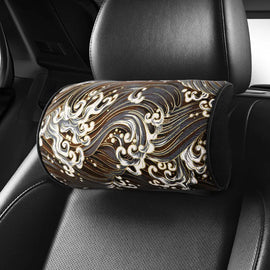 BRAND NEW 1PCS JDM SAKURA Black Wave Fabric Soft Cotton Car Neck Rest Pillow Headrest