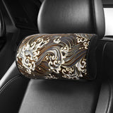 BRAND NEW 1PCS JDM SAKURA Black Wave Fabric Soft Cotton Car Neck Rest Pillow Headrest
