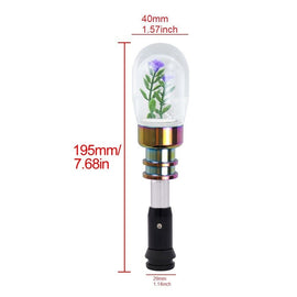 Brand New Acrylic Clear Crystal Purple Flower Long Shift Knob Automatic Gear Shifter