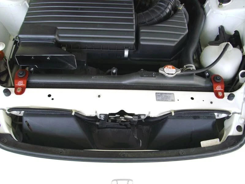BRAND NEW PASSWORD JDM EK DC S2K RED CNC BILLET ALUMINUM RADIATOR STAY MOUNT BRACKET+WASHER KIT - JK Racing Inc