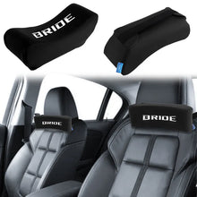 Load image into Gallery viewer, BRAND NEW UNIVERSAL 1PCS JDM BRIDE Embroidery Black Leather Car Neck Rest Pillow Headrest Cushion