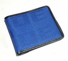 Load image into Gallery viewer, Brand New JDM XL Bride Blue Custom Stitched Racing Fabric Bifold Wallet Leather Gradate Men