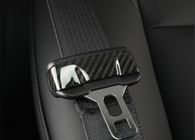 Load image into Gallery viewer, BRAND NEW 2020-2023 Tesla Model Y &amp; 2017-2023 Tesla Model 3 Real Carbon Fiber Seat Belt Buckle Cover Trim