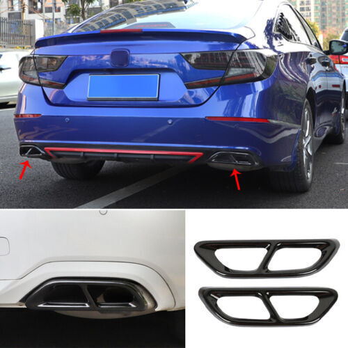 Brand New Honda Accord 2018-2022 Car Rear Cylinder Exhaust Muffler Tip Tail Pipe Glossy Black Metal Cover Trim