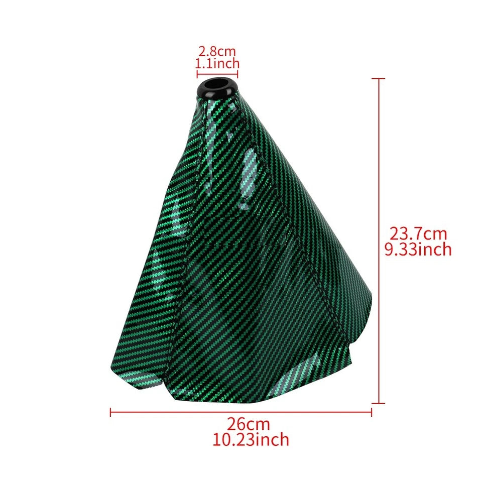 Brand New Universal Carbon Fiber Leather PVC Style Green Stitch Leather Gear Manual Shifter Shift Knob Boot