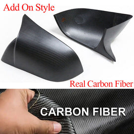 Brand New Matte Real Carbon Fiber M Style Car Side Mirror Add On Cover Caps For 2020-2024 Tesla Model Y
