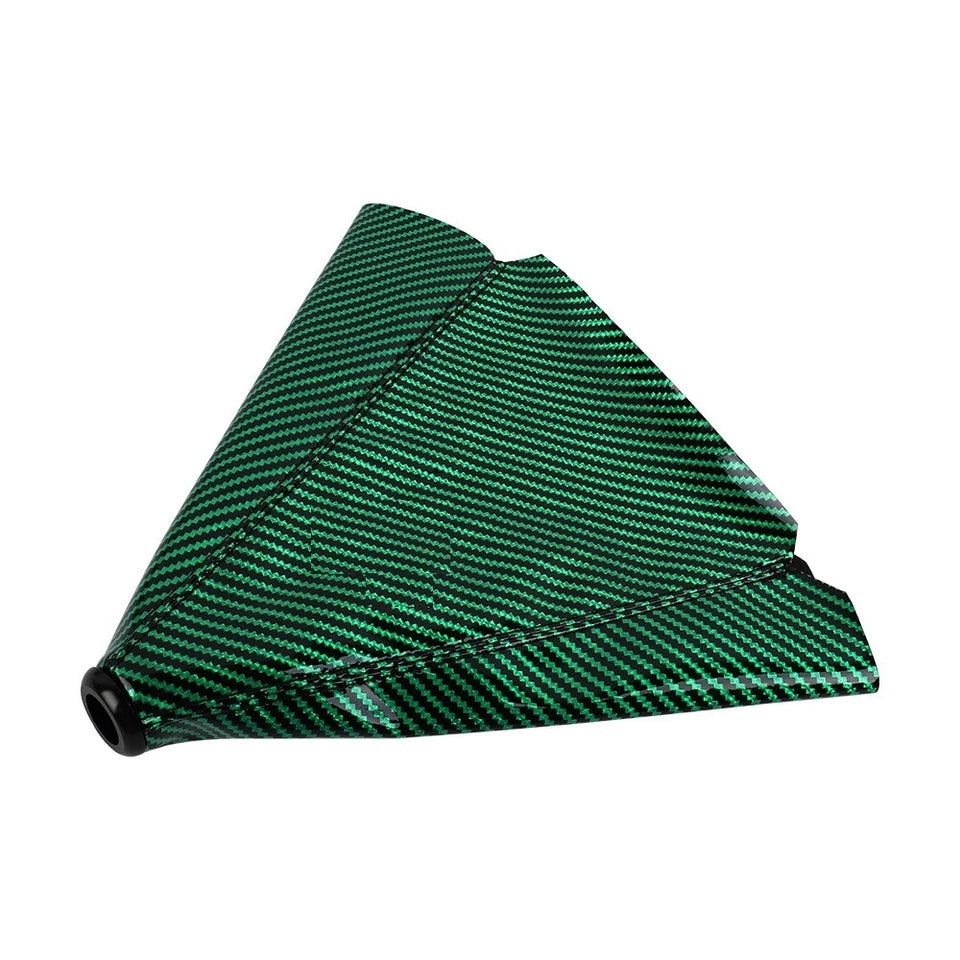 Brand New Universal Carbon Fiber Leather PVC Style Green Stitch Leather Gear Manual Shifter Shift Knob Boot