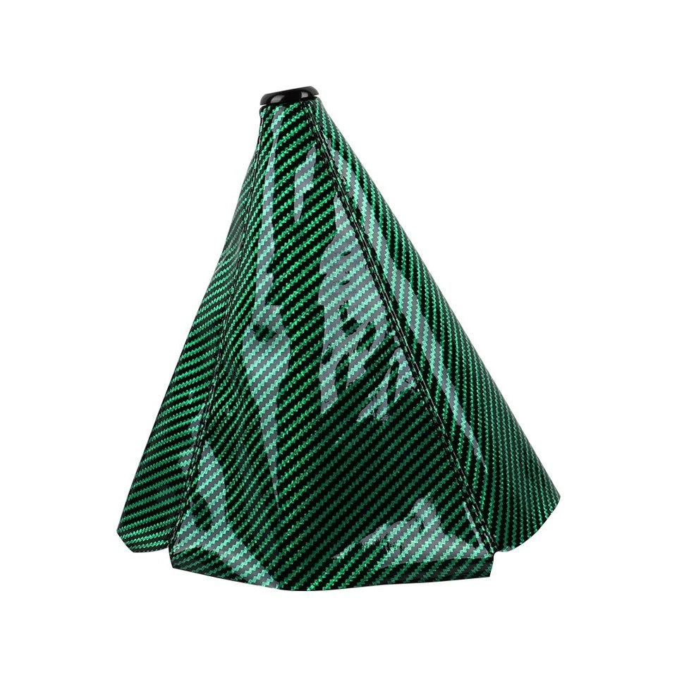 Brand New Universal Carbon Fiber Leather PVC Style Green Stitch Leather Gear Manual Shifter Shift Knob Boot