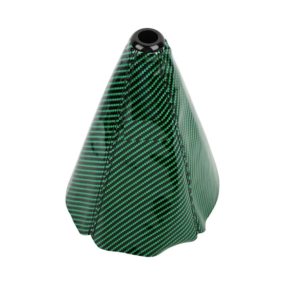 Brand New Universal Carbon Fiber Leather PVC Style Green Stitch Leather Gear Manual Shifter Shift Knob Boot