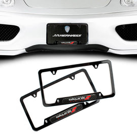 Brand New Universal 2PCS Skunk2 Glossy Black Metal License Plate Frame