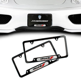 Brand New Universal 2PCS SKUNK2 Glossy Black Metal License Plate Frame