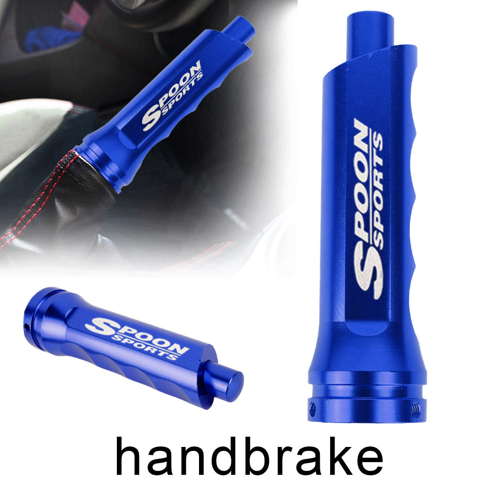 Brand New Universal 1PCS Spoon Sports Blue Aluminum Car Handle Hand Brake Sleeve Cover