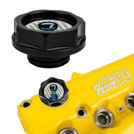 Brand New Spoon Sports Racer Black Engine Oil Cap With Real Carbon Fiber Spoon Sports Racer Sticker Emblem For Honda / Acura