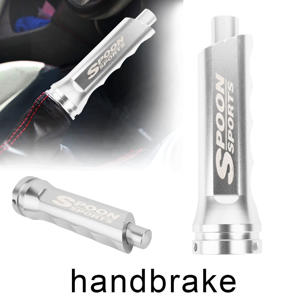 Brand New Universal 1PCS Spoon Sports Silver Aluminum Car Handle Hand Brake Sleeve Cover
