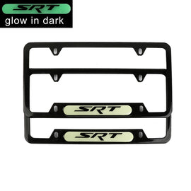 Brand New Universal 2PCS SRT Black Metal License Plate Frame