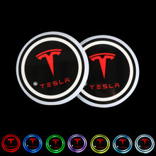 Load image into Gallery viewer, BRAND NEW UNIVERSAL V2 2PCS TESLA Switchable Seven Colorful LED Car Cup Holder Mat Coaster Pad