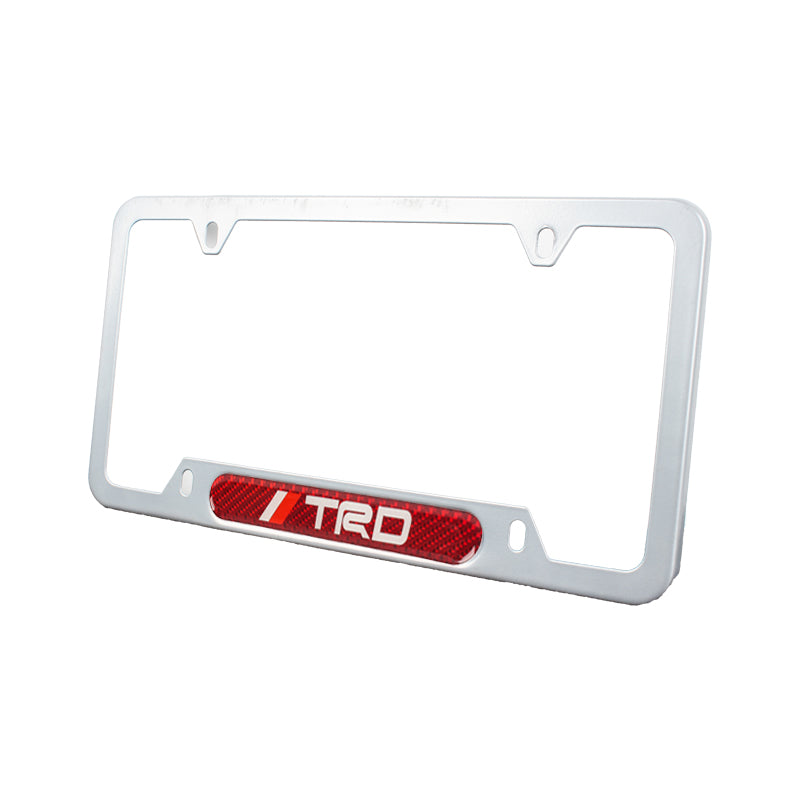 Brand New Universal 1PCS TRD Silver Metal License Plate Frame