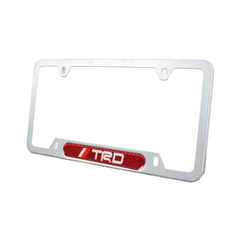Brand New Universal 1PCS TRD Silver Metal License Plate Frame