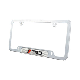 Brand New Universal 1PCS TRD Silver Metal License Plate Frame