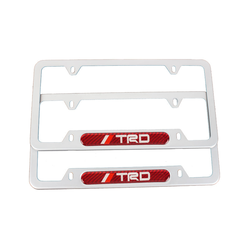 Brand New Universal 1PCS TRD Silver Metal License Plate Frame