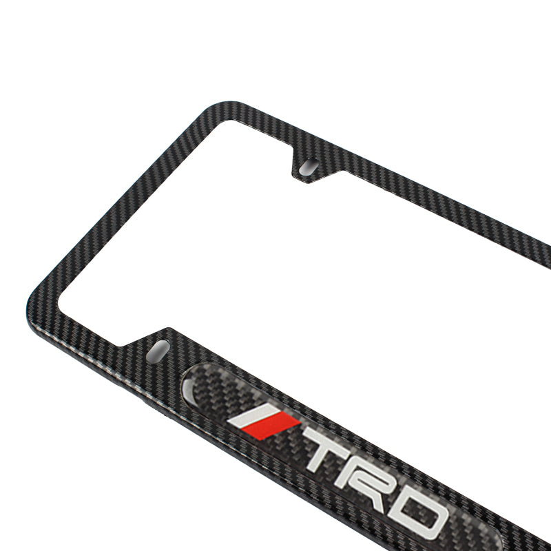 Brand New Universal 1PCS TRD Carbon Fiber Look Metal License Plate Frame
