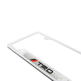 Brand New Universal 1PCS TRD Silver Metal License Plate Frame