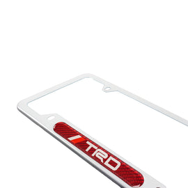 Brand New Universal 1PCS TRD Silver Metal License Plate Frame