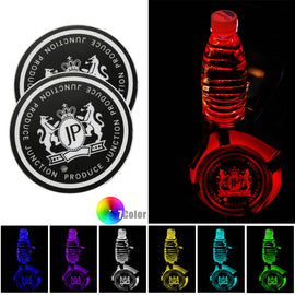 BRAND NEW UNIVERSAL 2PCS JUNCTION PRODUCE Switchable Seven Colorful LED Car Cup Holder Mat Coaster Pad