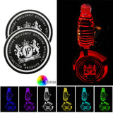 BRAND NEW UNIVERSAL 2PCS JUNCTION PRODUCE Switchable Seven Colorful LED Car Cup Holder Mat Coaster Pad