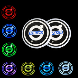 BRAND NEW UNIVERSAL V2 2PCS VOLVO Switchable Seven Colorful LED Car Cup Holder Mat Coaster Pad