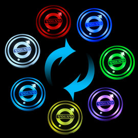 BRAND NEW UNIVERSAL V2 2PCS VOLVO Switchable Seven Colorful LED Car Cup Holder Mat Coaster Pad