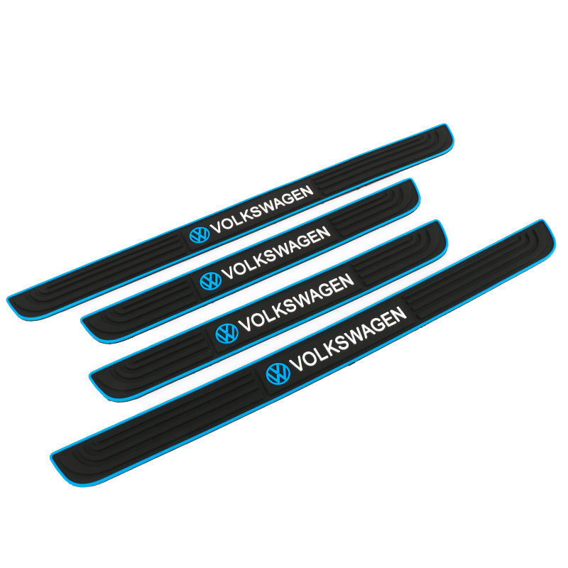 Brand New 4PCS Universal Volkswagen Blue Rubber Car Door Scuff Sill Cover Panel Step Protector
