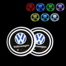 Load image into Gallery viewer, BRAND NEW UNIVERSAL V2 2PCS VOLKSWAGEN Switchable Seven Colorful LED Car Cup Holder Mat Coaster Pad