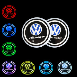 BRAND NEW UNIVERSAL V2 2PCS VOLKSWAGEN Switchable Seven Colorful LED Car Cup Holder Mat Coaster Pad