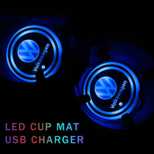 Load image into Gallery viewer, BRAND NEW UNIVERSAL V2 2PCS VOLKSWAGEN Switchable Seven Colorful LED Car Cup Holder Mat Coaster Pad