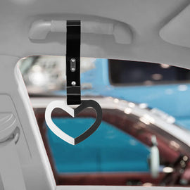 Brand New Double Color Heart Love White/Black JDM TSURIKAWA Ring Subway Train Bus Handle Black Strap Charm Drift