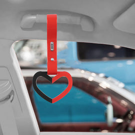 Brand New Double Color Heart Love Black/Red JDM TSURIKAWA Ring Subway Train Bus Handle Red Strap Charm Drift