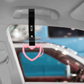 Brand New Devil Love Heart Pink JDM TSURIKAWA Ring Subway Train Bus Handle Black Strap Charm Drift
