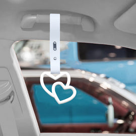 Brand New Double Love Heart White JDM TSURIKAWA Ring Subway Train Bus Handle White Strap Charm Drift