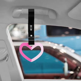 Brand New Double Color Heart Love Dark Pink JDM TSURIKAWA Ring Subway Train Bus Handle Black Strap Charm Drift