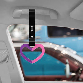 Brand New Double Color Heart Love Purple/Pink JDM TSURIKAWA Ring Subway Train Bus Handle Black Strap Charm Drift
