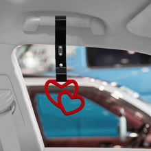 Load image into Gallery viewer, Brand New Double Love Heart Red JDM TSURIKAWA Ring Subway Train Bus Handle Black Strap Charm Drift