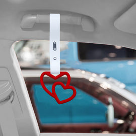 Brand New Double Love Heart Red JDM TSURIKAWA Ring Subway Train Bus Handle White Strap Charm Drift