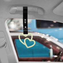 Load image into Gallery viewer, Brand New Double Love Heart Glow In The Dark Green JDM TSURIKAWA Ring Subway Train Bus Handle Black Strap Charm Drift
