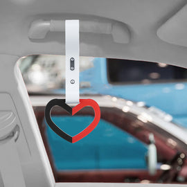 Brand New Double Color Heart Love Black/Red JDM TSURIKAWA Ring Subway Train Bus Handle White Strap Charm Drift