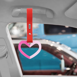 Brand New Double Color Heart Love Dark Pink JDM TSURIKAWA Ring Subway Train Bus Handle Red Strap Charm Drift