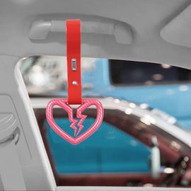 Brand New Pink Broken Heart Carbon Fiber JDM TSURIKAWA Ring Subway Train Bus Handle Strap Charm Drift