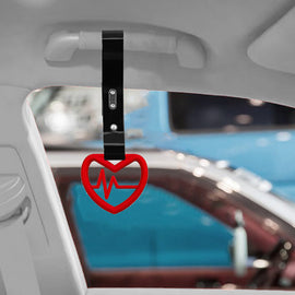 Brand New Heartbeats Red JDM TSURIKAWA Ring Subway Train Bus Handle Black Strap Charm Drift