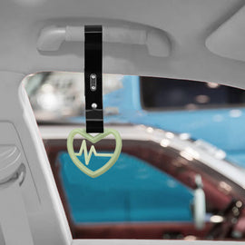 Brand New Heartbeats Glow In Dark Green JDM TSURIKAWA Ring Subway Train Bus Handle Black Strap Charm Drift